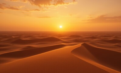 Wall Mural - Golden sunset over desert dunes