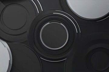 Poster - Circular patterns create a harmonious balance in a modern abstract composition on a dark background. Generative AI