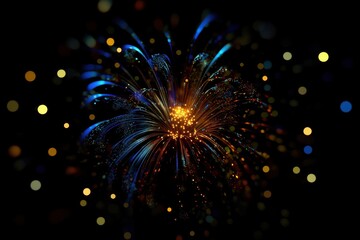Poster - Vibrant fireworks burst with colorful sparks illuminating the night sky in a dazzling display of light and energy. Generative AI