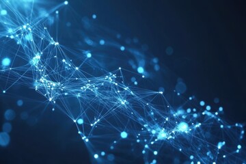 Poster - Illuminated network of connections intertwining in a digital universe showcases the beauty of technology and data flow. Generative AI