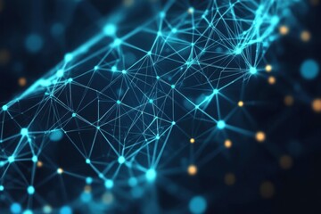 Poster - Exploring the intricate beauty of digital networks illuminated by glowing nodes against a dark background. Generative AI