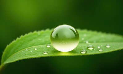 Canvas Print - Water droplet on green leaf