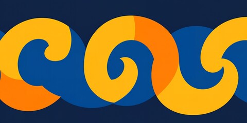 Poster - Abstract Swirling Waves Design Blue Orange Yellow Background Texture