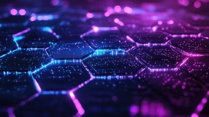 Poster - Abstract Hexagonal Network: Futuristic Digital Technology Background