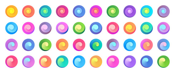 Wall Mural - set of colorful spiral symbols. abstract geometric graphic elements.