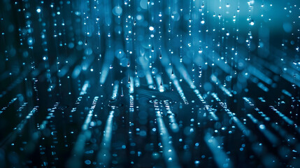 Poster - Close-up of shimmering raindrops cascading down a dark surface, creating a serene atmosphere