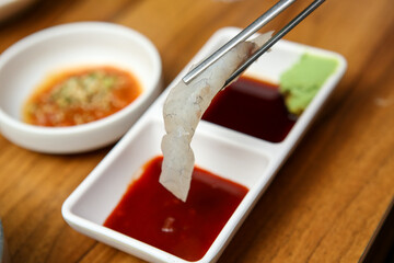 Sticker - Korean seafood dish. raw fish Sashimi