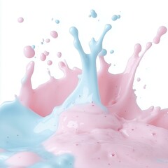 Wall Mural - dynamic pink and blue liquid splash on white background