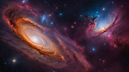 Wall Mural - Nebula and galaxies in space. Abstract cosmos background. Universe science astronomy.