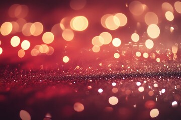 Poster - Captivating glimmers of red and gold shimmer softly under a gentle light, creating a magical and inviting atmosphere in the evening. Generative AI