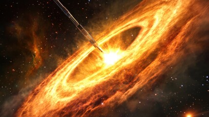 Wall Mural - a futuristic deep-space observatory captures the moment a new star ignites within a nebula