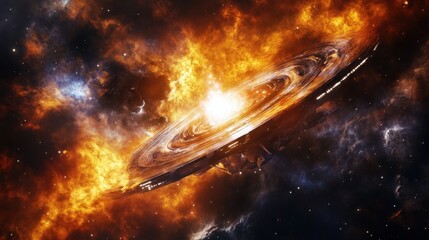 Wall Mural - a futuristic deep-space observatory captures the moment a new star ignites within a nebula