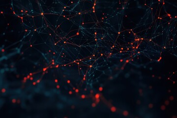 Poster - Vibrant connections in a digital landscape showcasing the beauty of network interactions at night. Generative AI