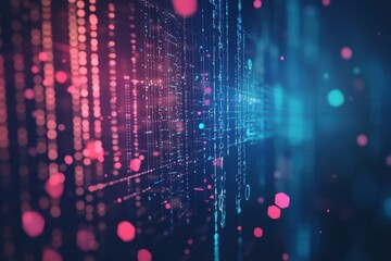 Fototapete - Vibrant digital landscape with colorful patterns flowing through cyberspace in a mesmerizing visual display. Generative AI