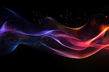 Poster - Colorful waves of light dance gracefully in a digital universe, creating a mesmerizing visual symphony at night. Generative AI
