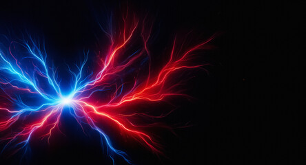 Aufkleber - Vibrant streams of red and blue energy emanate from a central point, creating a dynamic and abstract display against a dark background.
