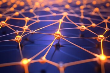 Poster - Intricate web of glowing connections forming an abstract network on a dark background. Generative AI