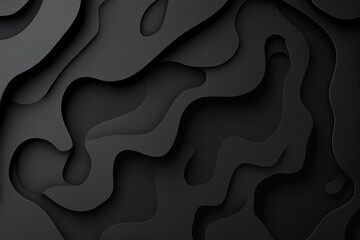 Poster - Intricate black layers create a mesmerizing visual texture reminiscent of organic shapes and modern design aesthetics. Generative AI