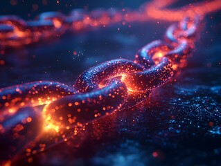 Poster - Glowing Chain Progress Bar Symbolizing Digital Connection and Advancement