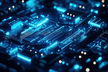 Poster - Illuminated circuitry showcasing the beauty of modern technology in a stunning close-up. Generative AI