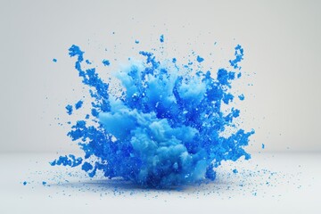 Poster - Colorful explosion of blue hues creates a mesmerizing display against a simple background. Generative AI
