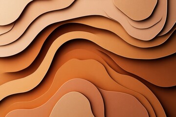 Poster - Vibrant layers of warm earthy tones create fluid abstract waves in a contemporary artistic display. Generative AI