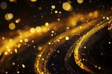Poster - Captivating golden light swirls flow elegantly across a dark canvas, creating a mesmerizing visual experience full of warmth and allure. Generative AI