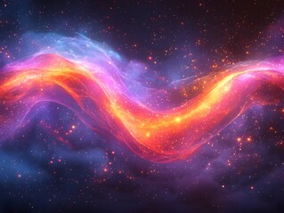 Poster - Glowing Wave Shaped Progress Bar Flowing Smoothly Across Serene Cosmic Landscape
