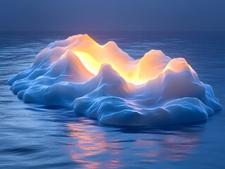 Poster - glowing wave shaped digital progress bar with serene and dynamic loading concept