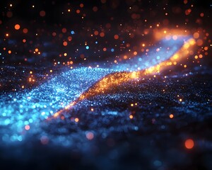 Wall Mural - glowing progress bar in cosmic constellation symbolizes achievements