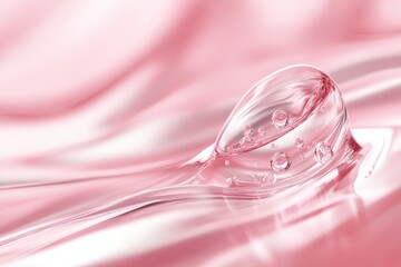 Poster - Droplets glimmer on soft pink surface illuminating tranquility and beauty in inviting elegance. Generative AI