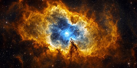 Wall Mural - Nebula's Celestial Embrace: Witness the mesmerizing beauty of a nebula, a celestial cloud of gas and dust, ablaze with vibrant colors and swirling patterns, showcasing the wonders of the cosmos.