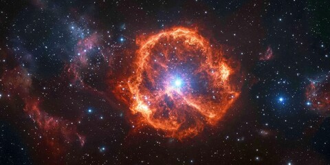 Wall Mural - Cosmic Nebula: Witness the breathtaking beauty of a vibrant cosmic nebula, an ethereal cloud of gas and dust illuminated by distant stars.