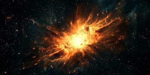 Wall Mural - Cosmic Cataclysm: A visually arresting depiction of a supernova explosion, with vibrant hues of orange and gold against the dark expanse of space, evoking awe and wonder.