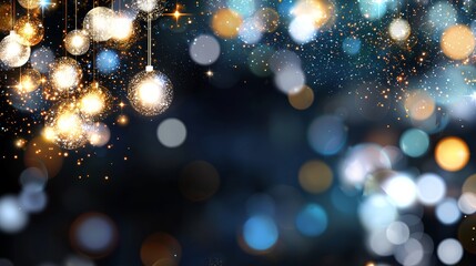 Wall Mural - A gold abstract bokeh background with real backlit dust particles and lens flare