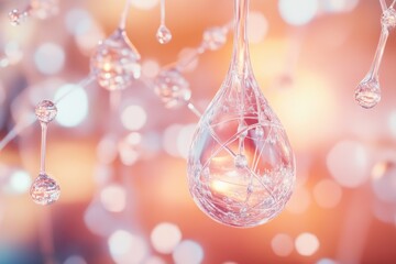 Poster - Delicate glass orbs shimmer with light in a dreamy, softly illuminated space capturing a magical atmosphere. Generative AI