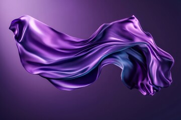 Poster - purple fabric is shown in the air, with a purple background. the image has a dreamy, ethereal qualit