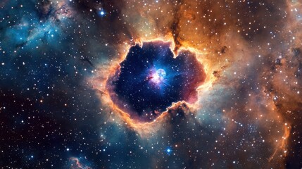 Wall Mural - a futuristic observatory orbits a pulsating nebula, recording the birth of an interstellar anomaly