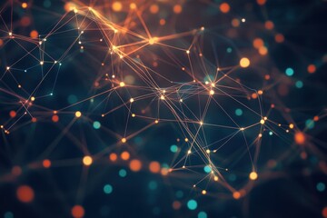 Poster - Vibrant connections of light and color creating a mesmerizing digital network across a dark backdrop. Generative AI