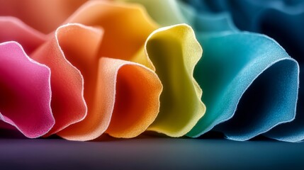 Poster - Colorful piece of fabric is folded into a series of triangles. The colors are bright and vibrant, creating a sense of energy and excitement. The image conveys a feeling of creativity and playfulness