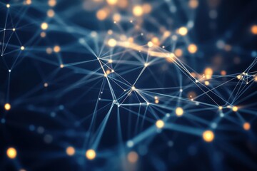 Fototapete - Exploring the intricate web of light and connections in a digital landscape at twilight. Generative AI