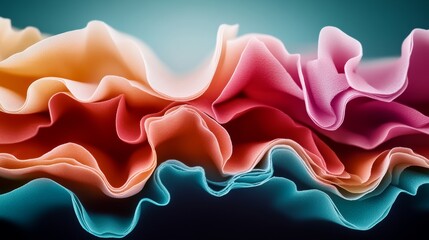 Poster - Colorful piece of fabric with a rainbow of colors. The colors are vibrant and bold, creating a sense of energy and excitement. The fabric appears to be made of a soft, flowing material