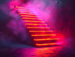 Poster - Glowing Staircase Progress Bar Symbolizing Growth and Achievement