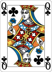 Leinwandbilder - Queen of Clubs design from a new original deck of playing cards. Four pip left handed version with identifier in all four corners.