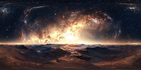Wall Mural - Cosmic Symphony: Witness the awe-inspiring panorama of a star-studded night sky, capturing the majesty of the cosmos.