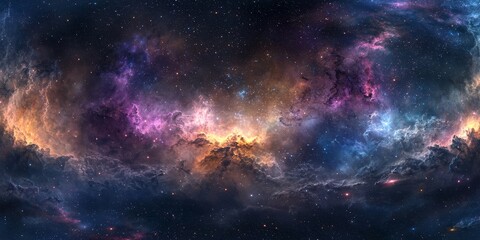 Wall Mural - Cosmic Canvas: A stunning panorama of a vibrant and ethereal nebula, swirling with colors. This image captures the vastness and beauty of space.