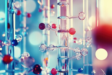 Poster - Exploring the intricate beauty of molecular structures illuminated by soft colors in a scientific environment. Generative AI