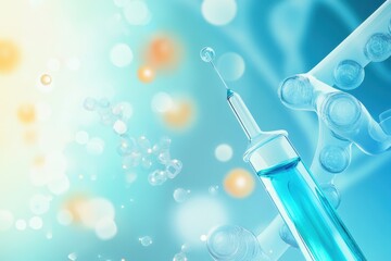 Poster - Exploring the intricate beauty of vaccination as science merges with hope in a vibrant laboratory setting. Generative AI