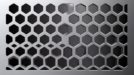 Poster - Abstract Hexagonal Metal Grid Design, A Modern Geometric Pattern