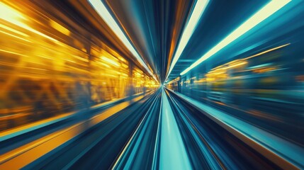 Poster - high-speed railway tunnel, a futuristic journey through vibrant lights